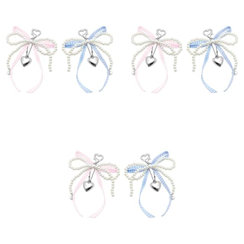 ZORBES® 6PCS Pearl Bow Charms Ribbon Bag Keychain Sweetly Stylish Beading Decorative Handbag Keyring Phone Sling Strap ZORBES® 6PCS Pearl Bow Charms Ribbon Bag Keychain Sweetly Stylish Beading Decorative Handbag Keyring Phone Sling Strap